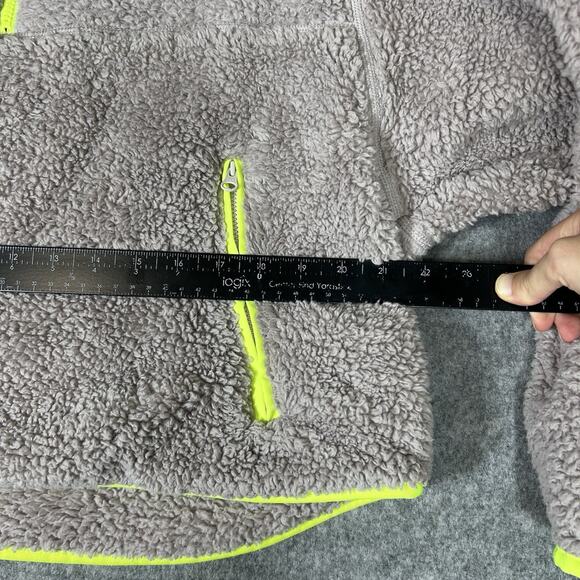 Nike Jacket Women’s L Deep Pile Shaggy Swoosh Fleece Sherpa Crop Pullover Neon - Picture 5 of 8